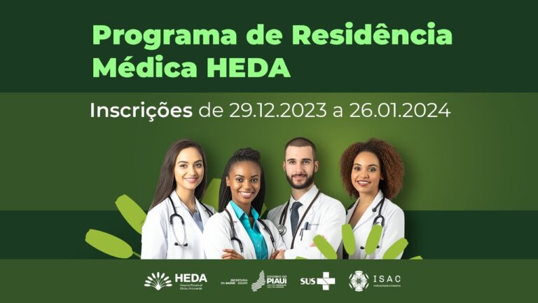 Inscrições para o preenchimento de vagas em Residência Médica do HEDA começam em 29/12/2023 e seguem até 26/01/2024