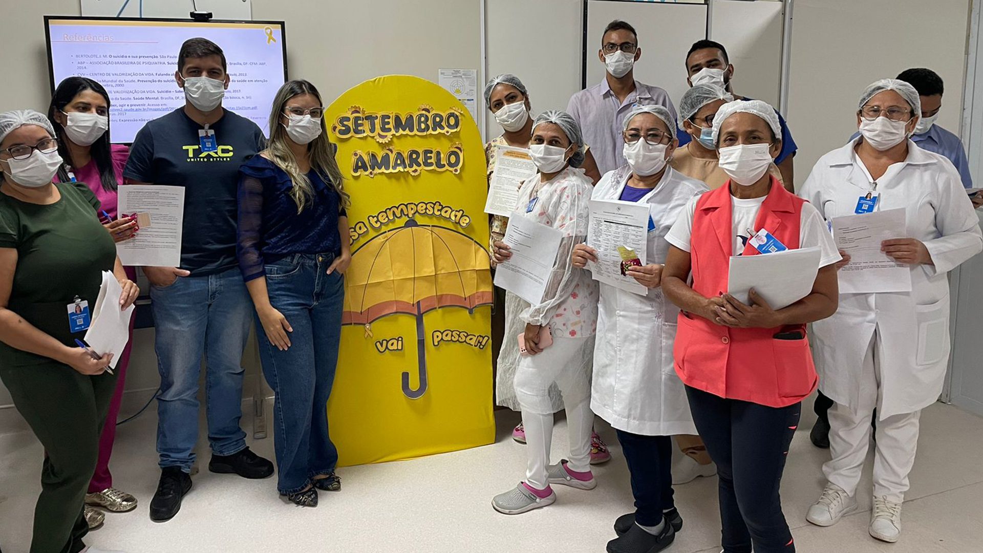 Colaboradores do HMA e PAI participaram de dinâmicas sobre saúde emocional alusivas à campanha Setembro Amarelo (Foto: PAI/Divulgação)